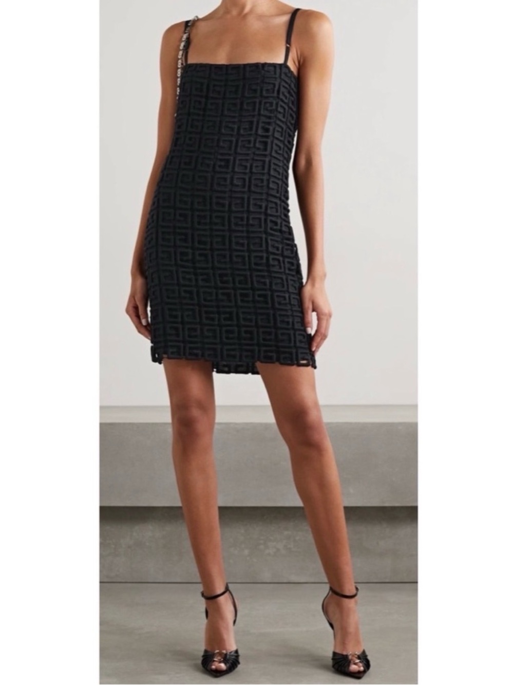Givenchy Black Geometric Cutout Slip Dress